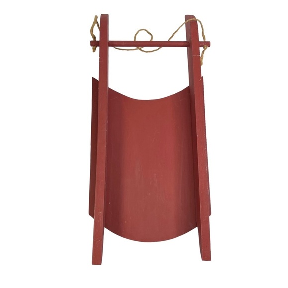 Red Hand Painted Snowy Snowmen Let It Snow Mini Hanging Sled Decor - Picture 8 of 10